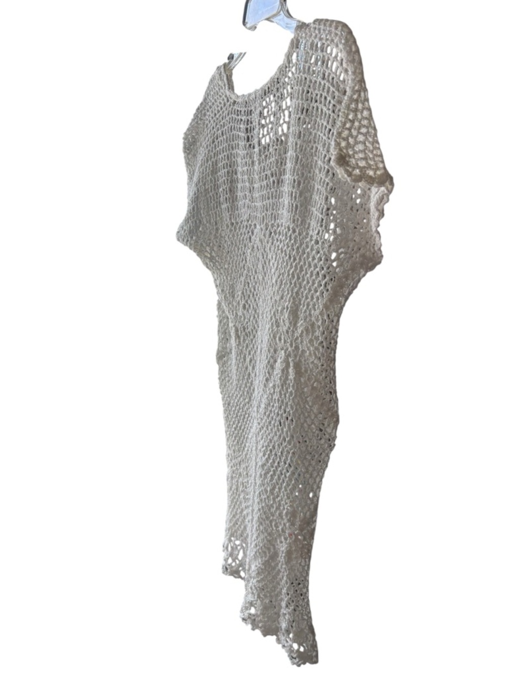 Off White Open-Weave Crochet Style Swim/Beach Cover-Up Tunic Women’s L - Picture 3 of 3